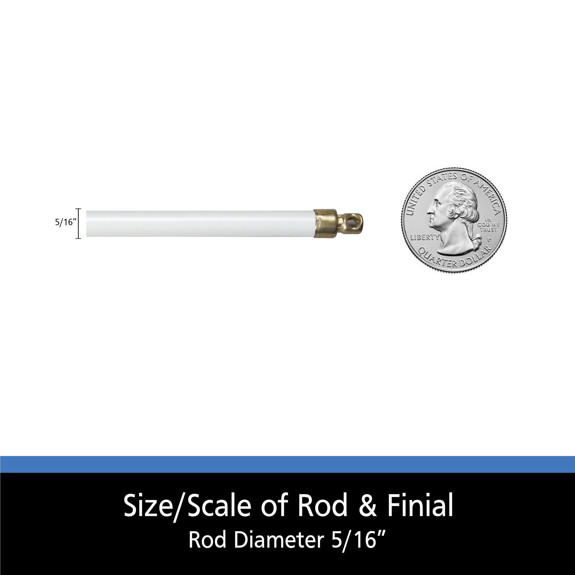 5/16" White Adjustable Swivel Sash Rod, 21-38"