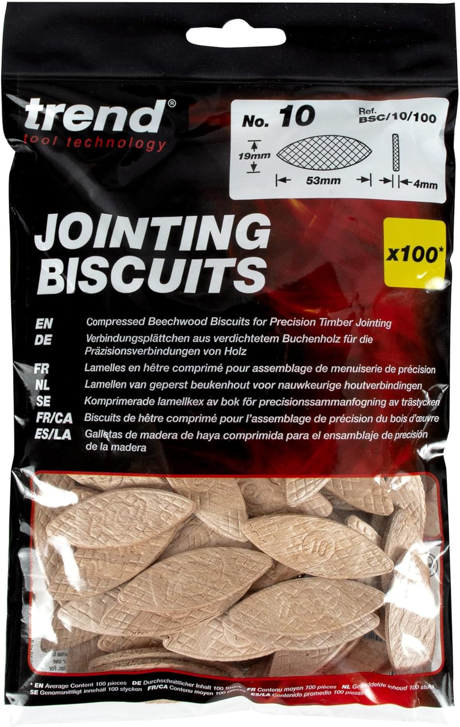 100Pcs Beechwood Joining Biscuits (No. 10) for Woodworking, Joinery, and Furniture Framing, BSC/10/100