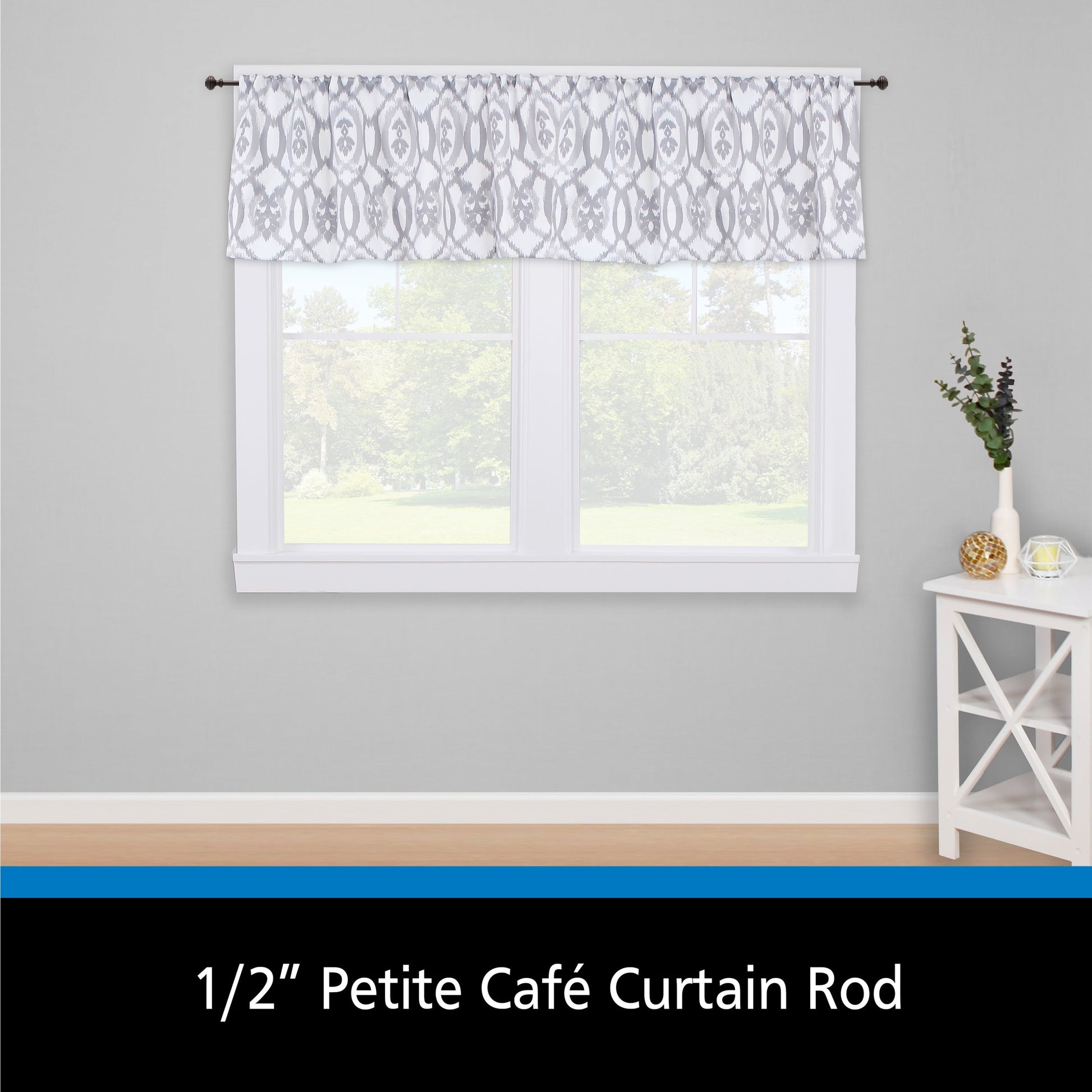48-84 In. Cedric Petite Café Adjustable Curtain Rod, 1/2 In. Diameter, Black