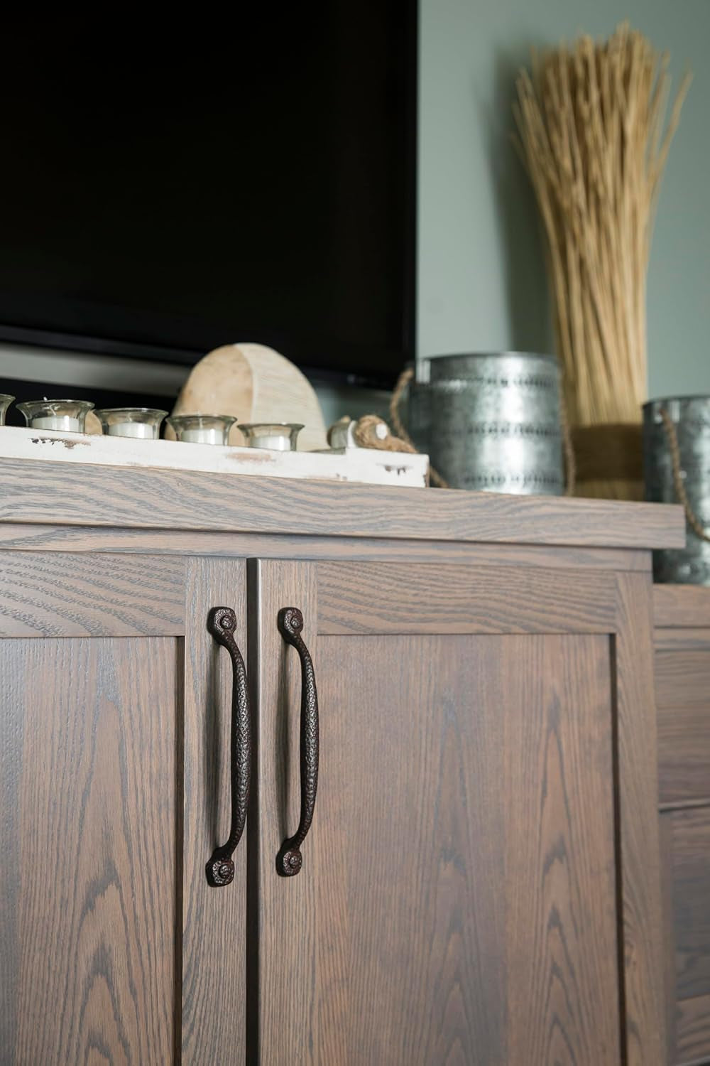 1 Pack Solid Core Kitchen Cabinet Pulls, Luxury Cabinet Handles, Hardware for Doors & Dresser Drawers, 7-9/16 Inch (192Mm) Hole Center, Rustic Iron, Refined Rustic Collection