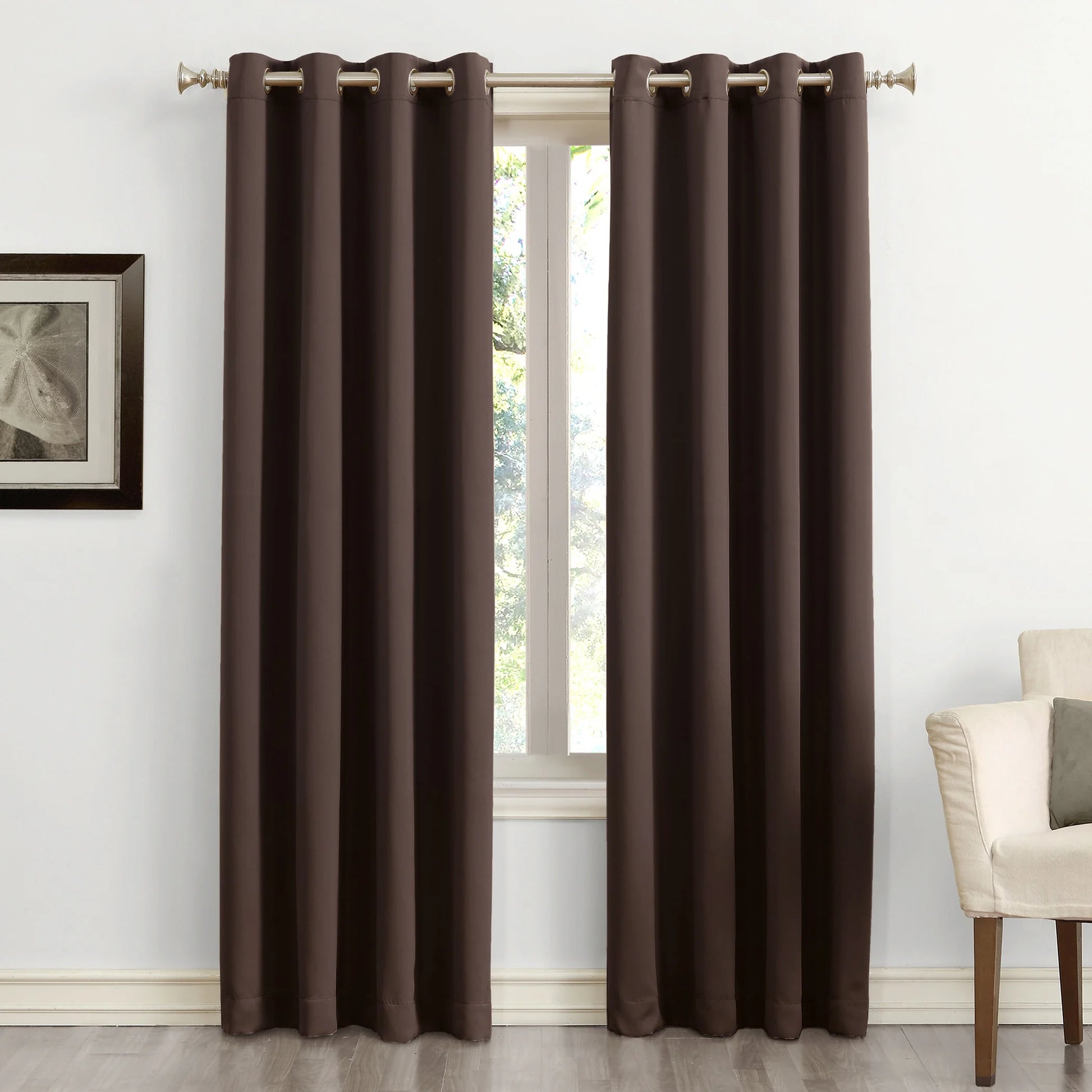 Nolan Energy Efficient Blackout Grommet Single Curtain Panel, 54" X 84", Chocolate