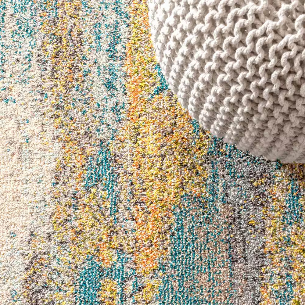 Contemporary Pop Modern Abstract Vintage Waterfall Dark Blue/Multi 4 Ft. X 6 Ft. Area Rug