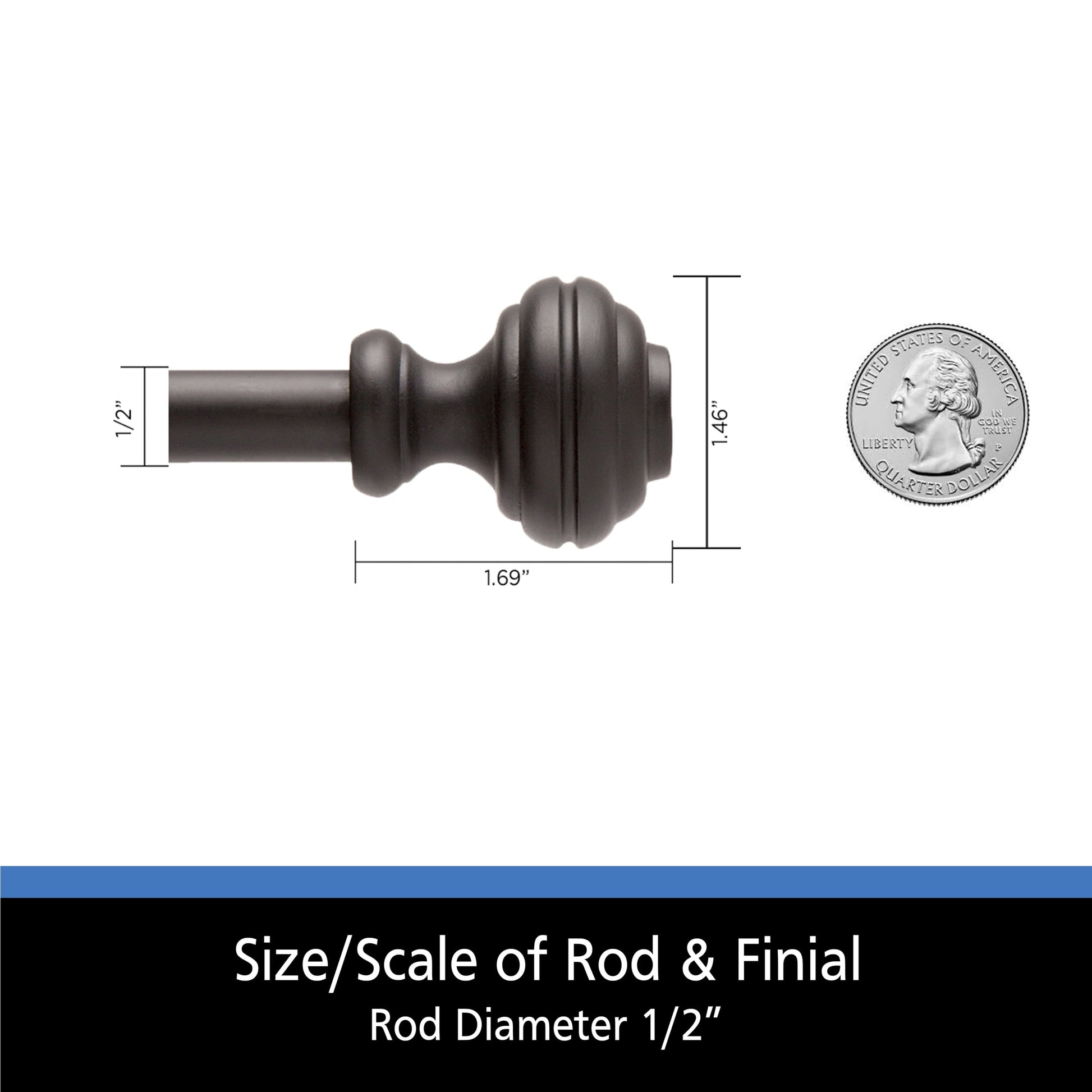 48-84 In. Cedric Petite Café Adjustable Curtain Rod, 1/2 In. Diameter, Black