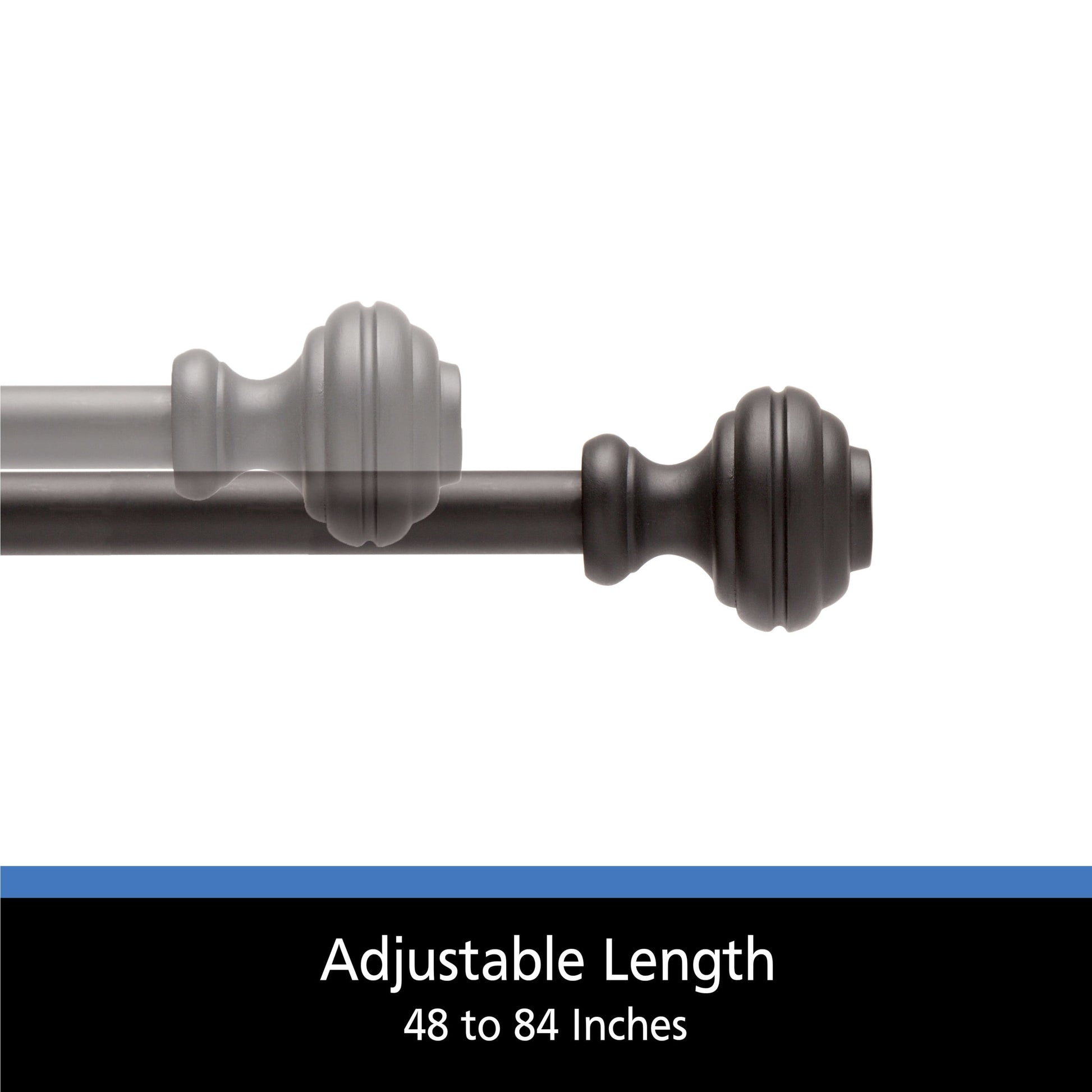 48-84 In. Cedric Petite Café Adjustable Curtain Rod, 1/2 In. Diameter, Black