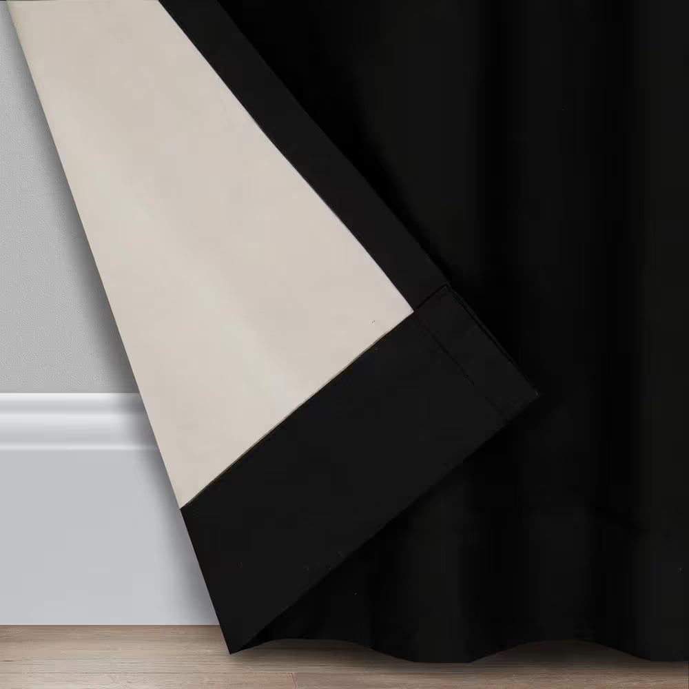 Microfiber Thermaback Black Solid Polyester 42 In. W X 84 In. L Blackout Single Grommet Top Curtain Panel