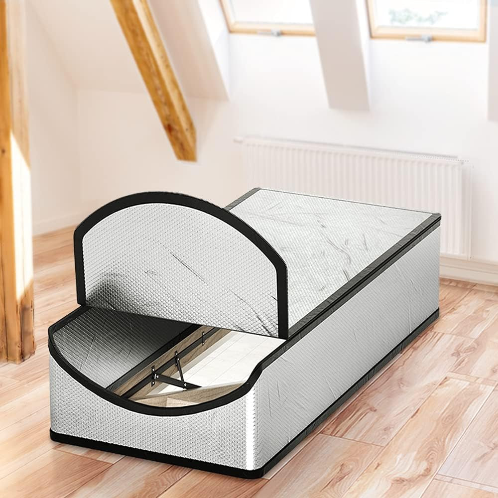 Attic Door Insulation Cover 25"X54"X11", Energy Saving Tent Attic Stairs Cover Ladder Pull down Insulator, R-Value 15.5 Thicken Aluminum Foil Stairway Insulation with Zipper Fireproof