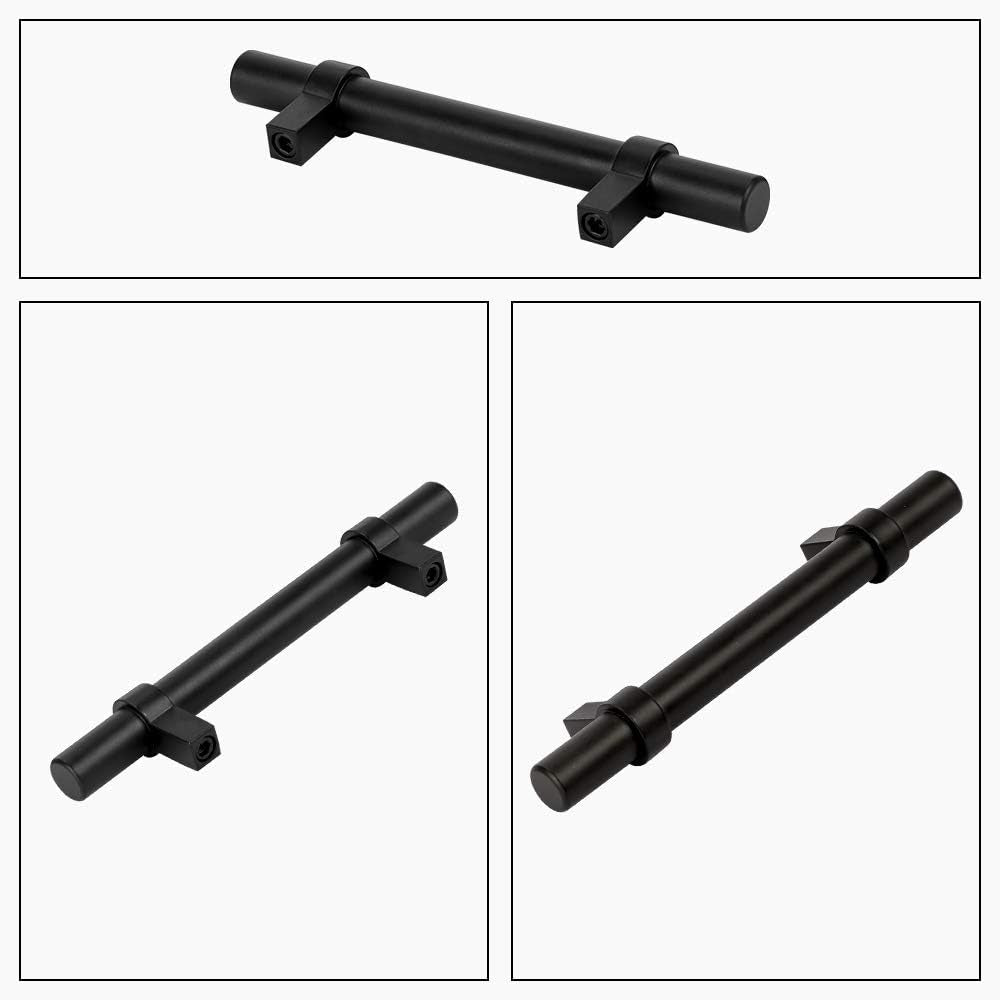 12 Pack Black Cabinet Pulls 3-1/2 Inch Hole Center Hardware Drawer Handles for Kitchen Cupboard Dresser