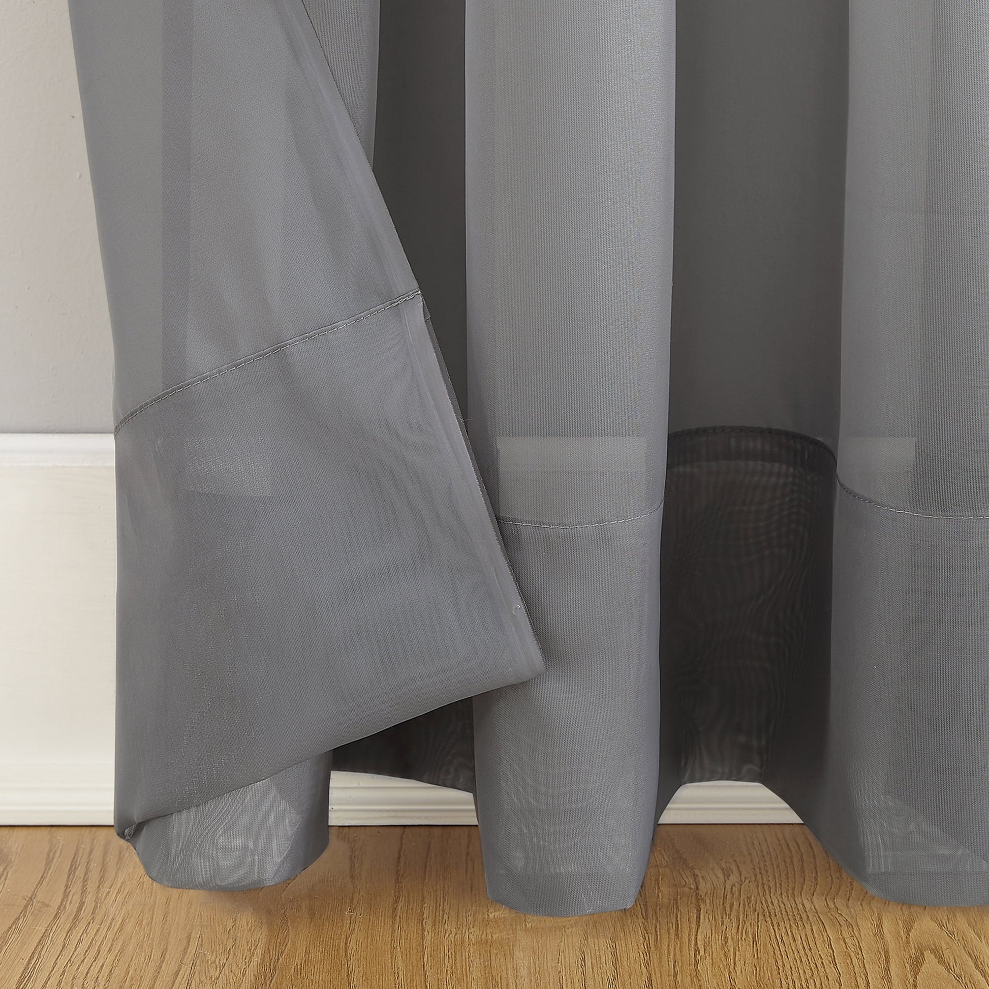Marjorie Sheer Voile Single Curtain, Gray, 59" W X 63" L