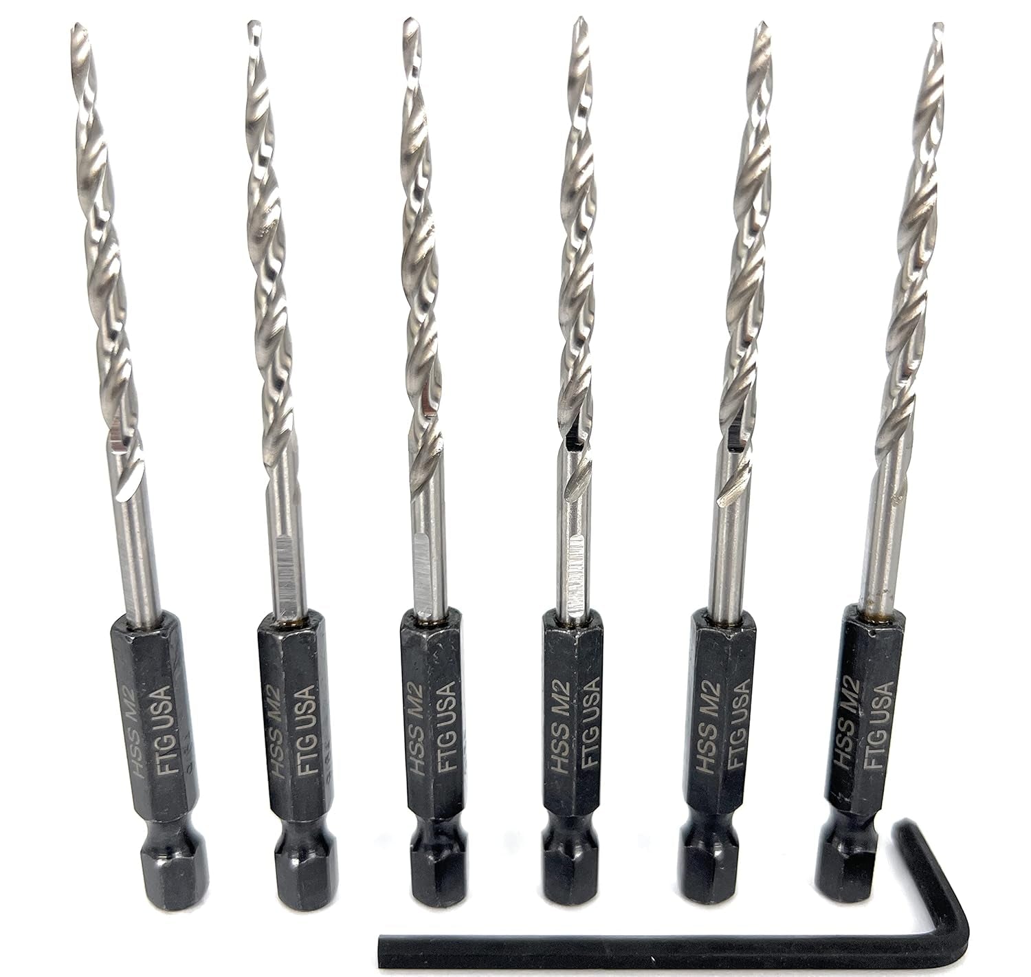 Replacement Tapered Countersink Drill Bit Set 6 Pc (#6) 9/64"