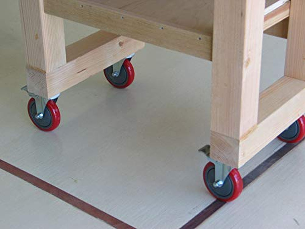 4" Heavy Duty Caster Wheels with Brakes + Screws - up to 1320Lbs - Set of 4 No Floor Marks Silent Industrial Castor for Furniture - Rubbered Trolley or Pallet Swivel Wheels - Black Casters