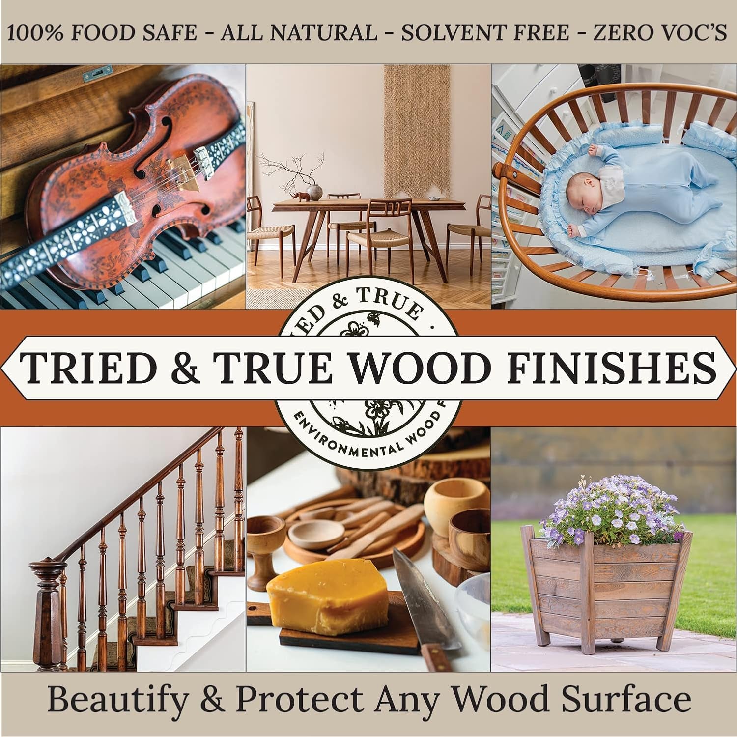 Original Wood Finish, Pint - Linseed Oil & Beeswax Blend, Ideal for All Woodwork, Long-Lasting Durability, Food Safe Sealer, Non-Toxic Wood Finish