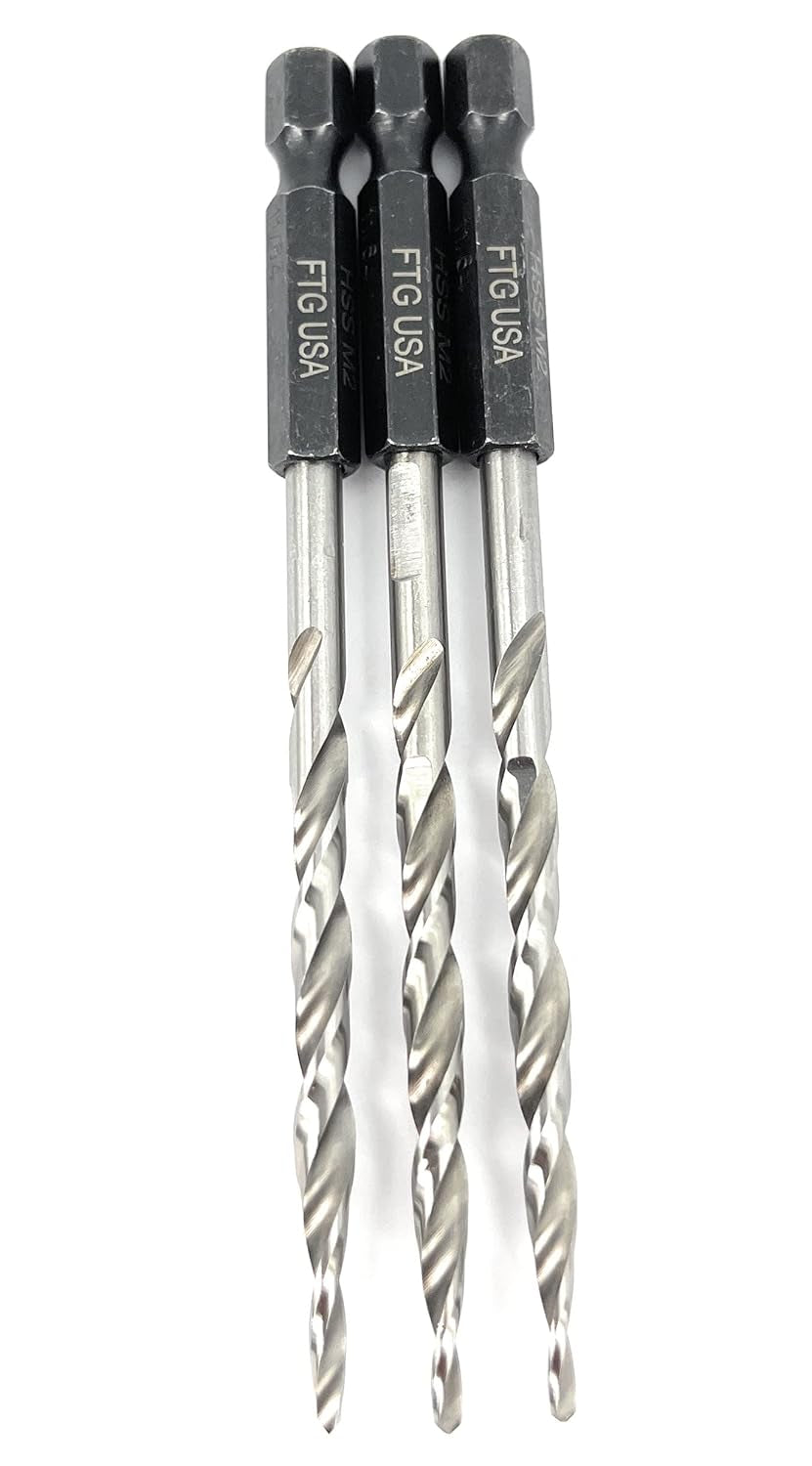 Tapered Countersink Drill Bit Set 3 Pc #8 (11/64") Tapered Drill Bit Replacement, Countersink Bit Same Size for Wood Countersink Drill Bits