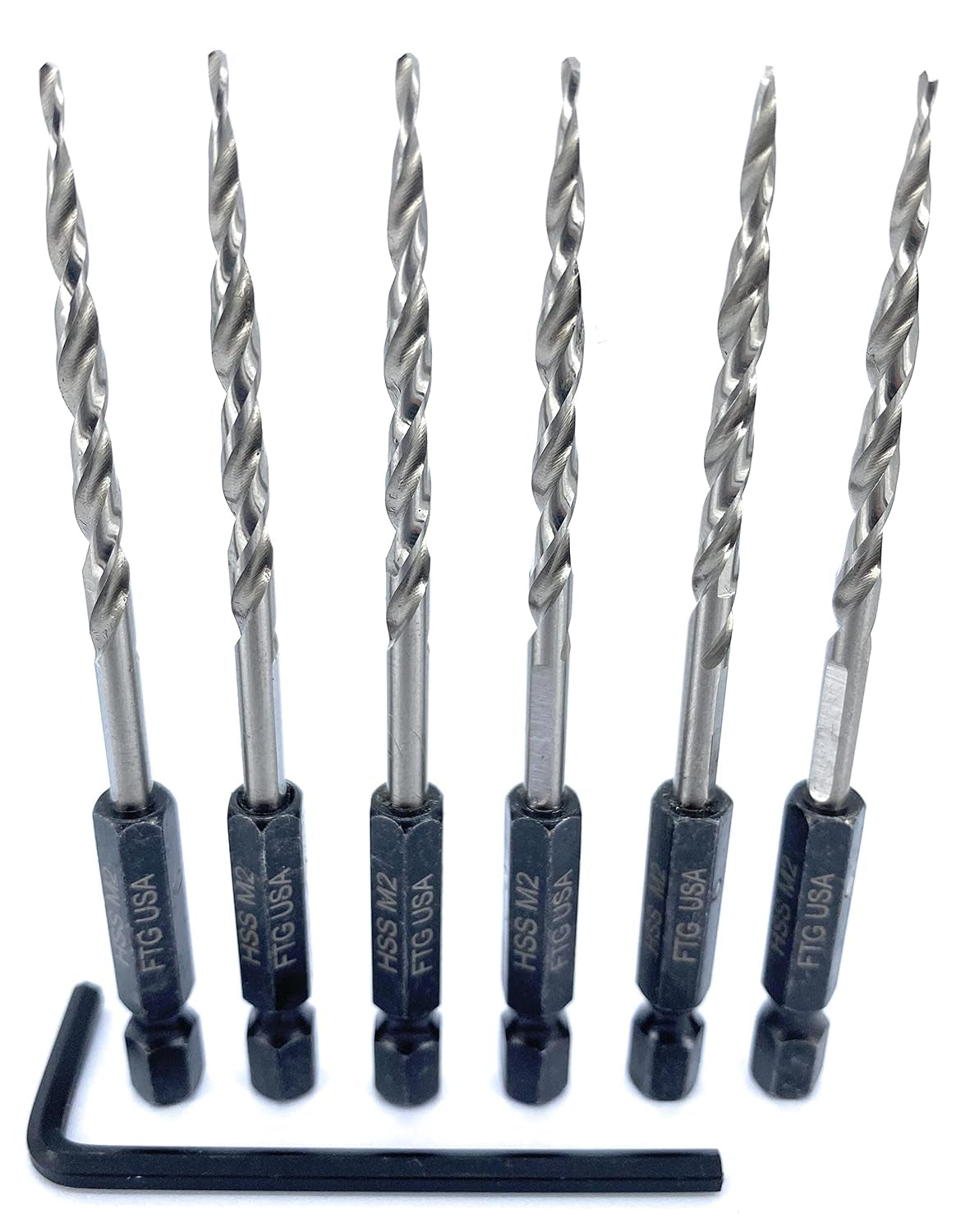 Replacement Tapered Countersink Drill Bit Set 6 Pc (#6) 9/64"