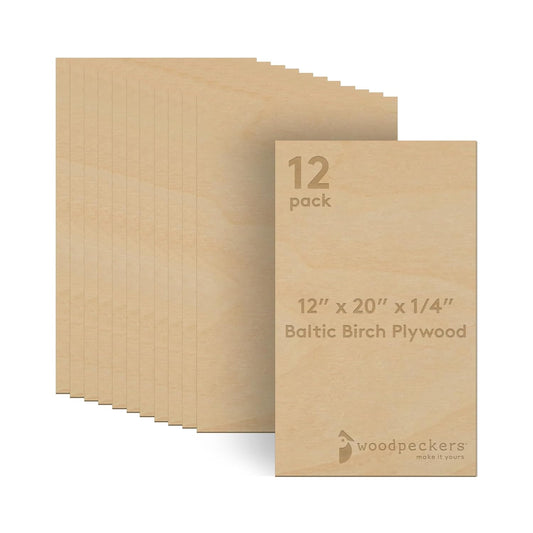 6 Mm Baltic Birch Plywood 1/4 X 12 X 20 Inch, Box of 12 B/BB Grade Craft Wood, Stronger than Basswood Sheets, for Laser, CNC Cutting and Wood Burning, by