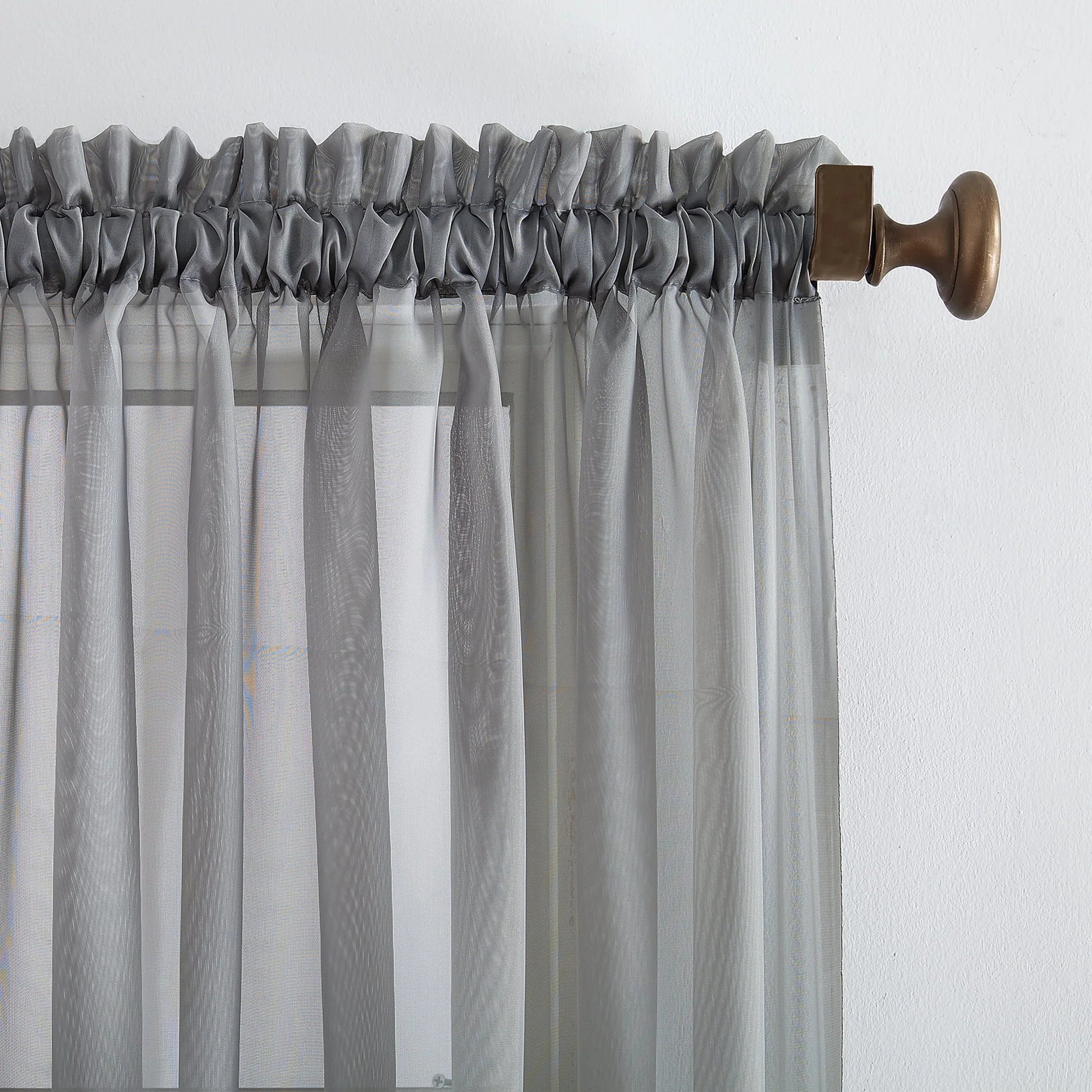 Marjorie Sheer Voile Single Curtain, Gray, 59" W X 63" L