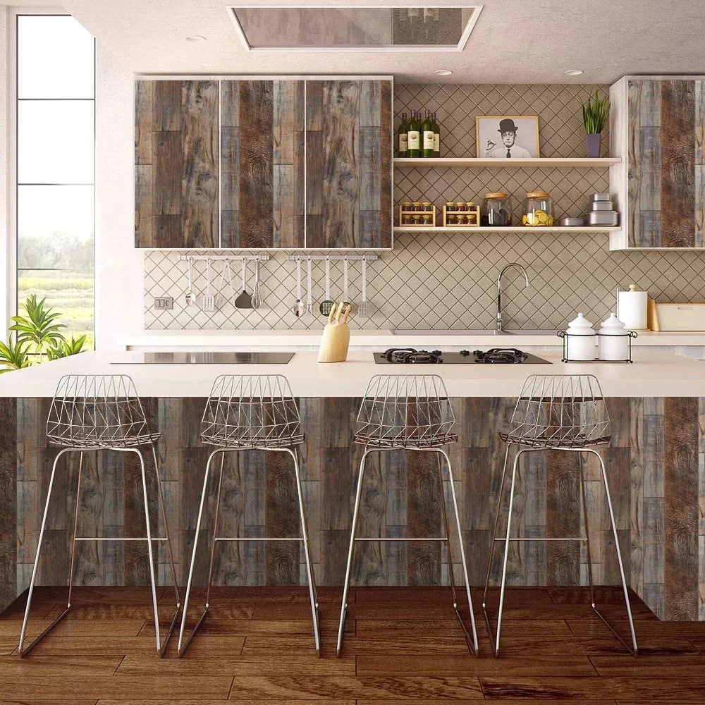 17.7" X 236.2" Wood Peel and Stick Wallpaper Wood Grain Wallpaper Faux Self Adhesive Removable Wood Contact Paper Home Decorative Furniture Wall Covering