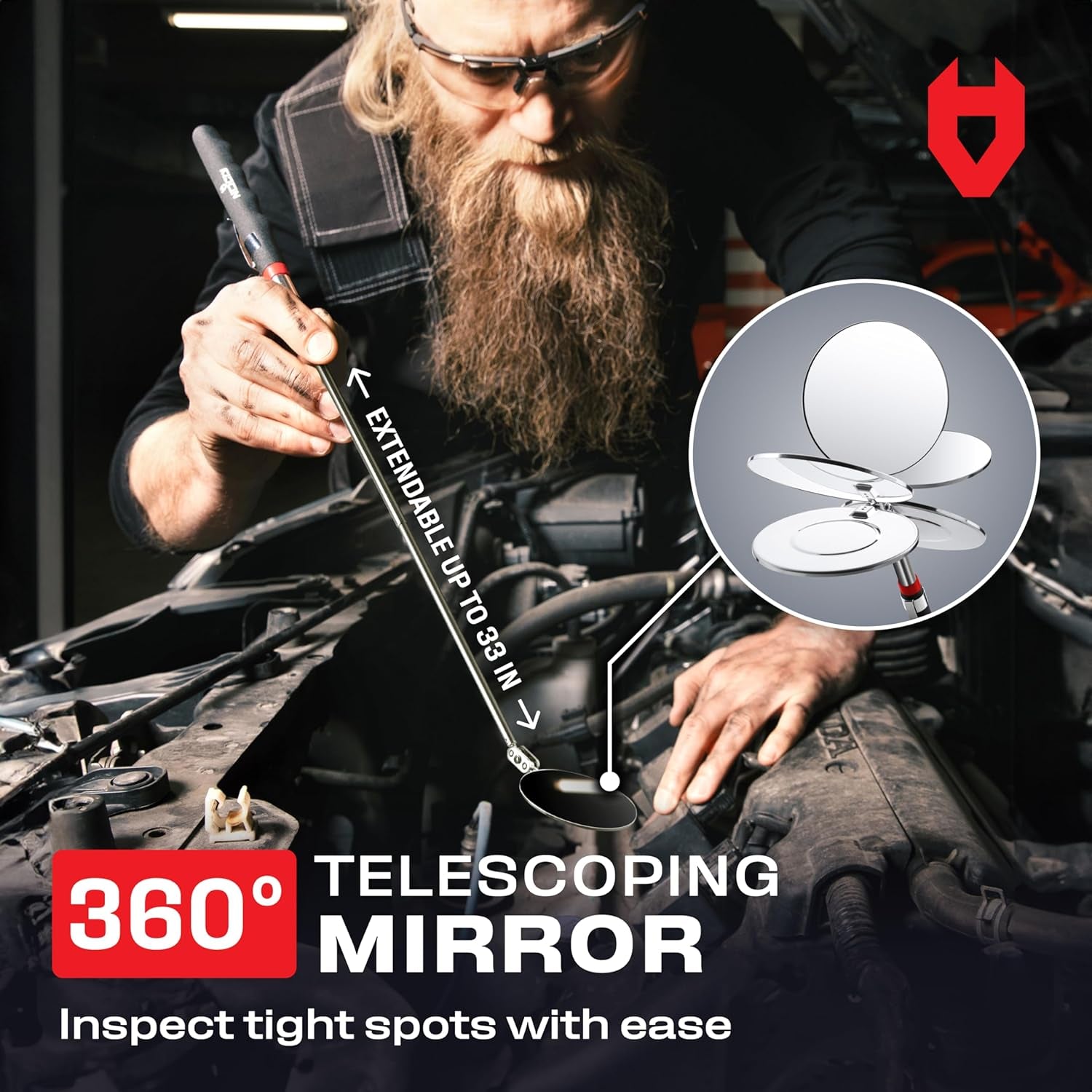 Telescoping Magnetic Pickup Tool Set for Father'S Day Gift — Magnetic Wristband, Extendable Mechanic Mirror, Telescoping Pen, 360° Flexible Flashlight, 3-In-1 Screwdriver — Magnetic Tool Set