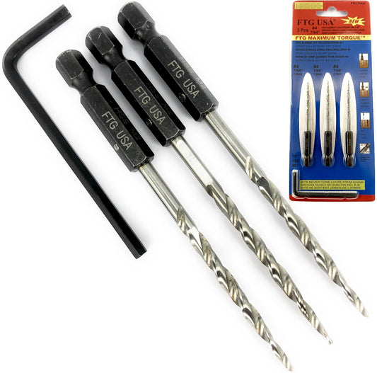 Replacement Tapered Countersink Drill Bit Set 3 Pc (#4) 7/64"