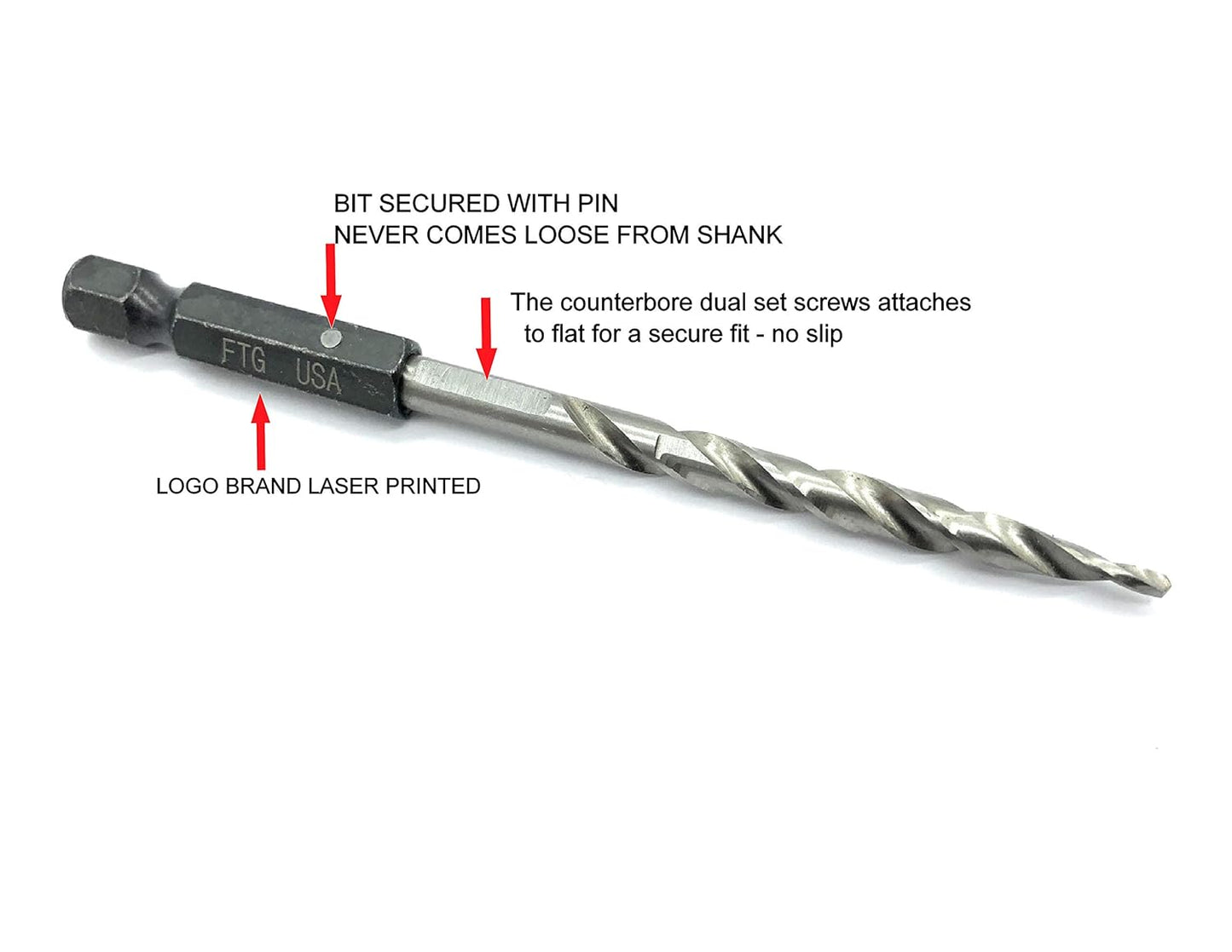 Replacement Tapered Countersink Drill Bit Set 6 Pc (#6) 9/64"