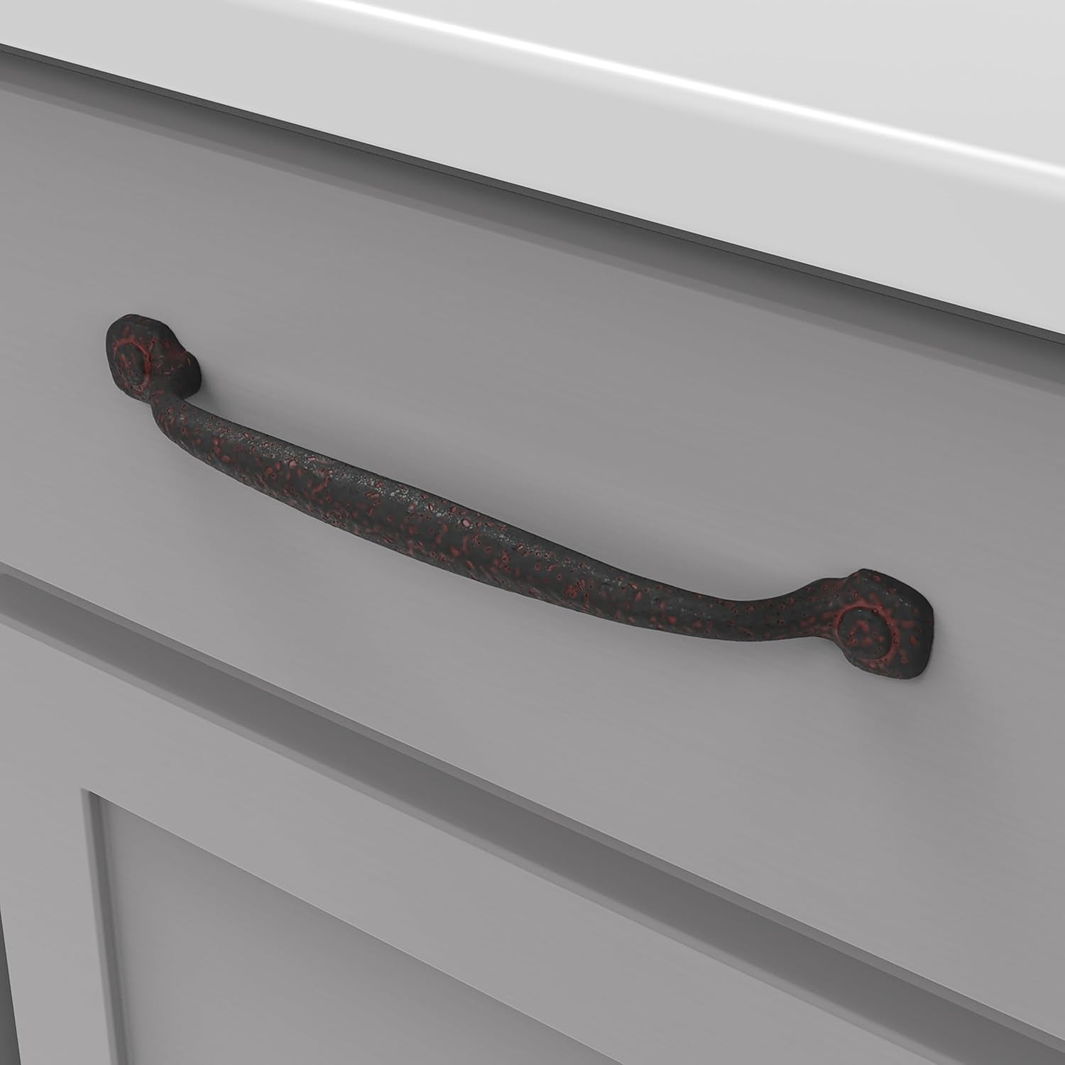 1 Pack Solid Core Kitchen Cabinet Pulls, Luxury Cabinet Handles, Hardware for Doors & Dresser Drawers, 7-9/16 Inch (192Mm) Hole Center, Rustic Iron, Refined Rustic Collection