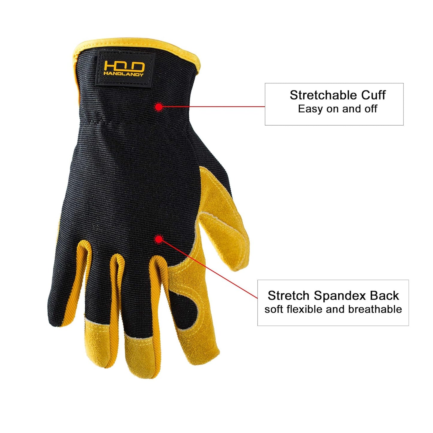 2 Pairs Leather Gardening Gloves for Men, Utility Work Gloves for Gardening, Yardwork, Construction, Mechanics, Great Garden Gifts for Men Women
