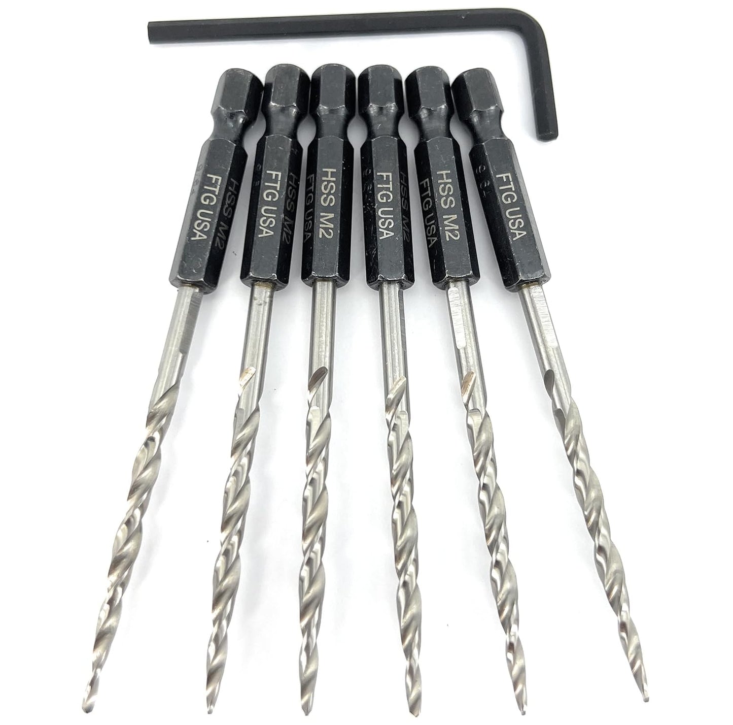 Replacement Tapered Countersink Drill Bit Set 6 Pc (#6) 9/64"